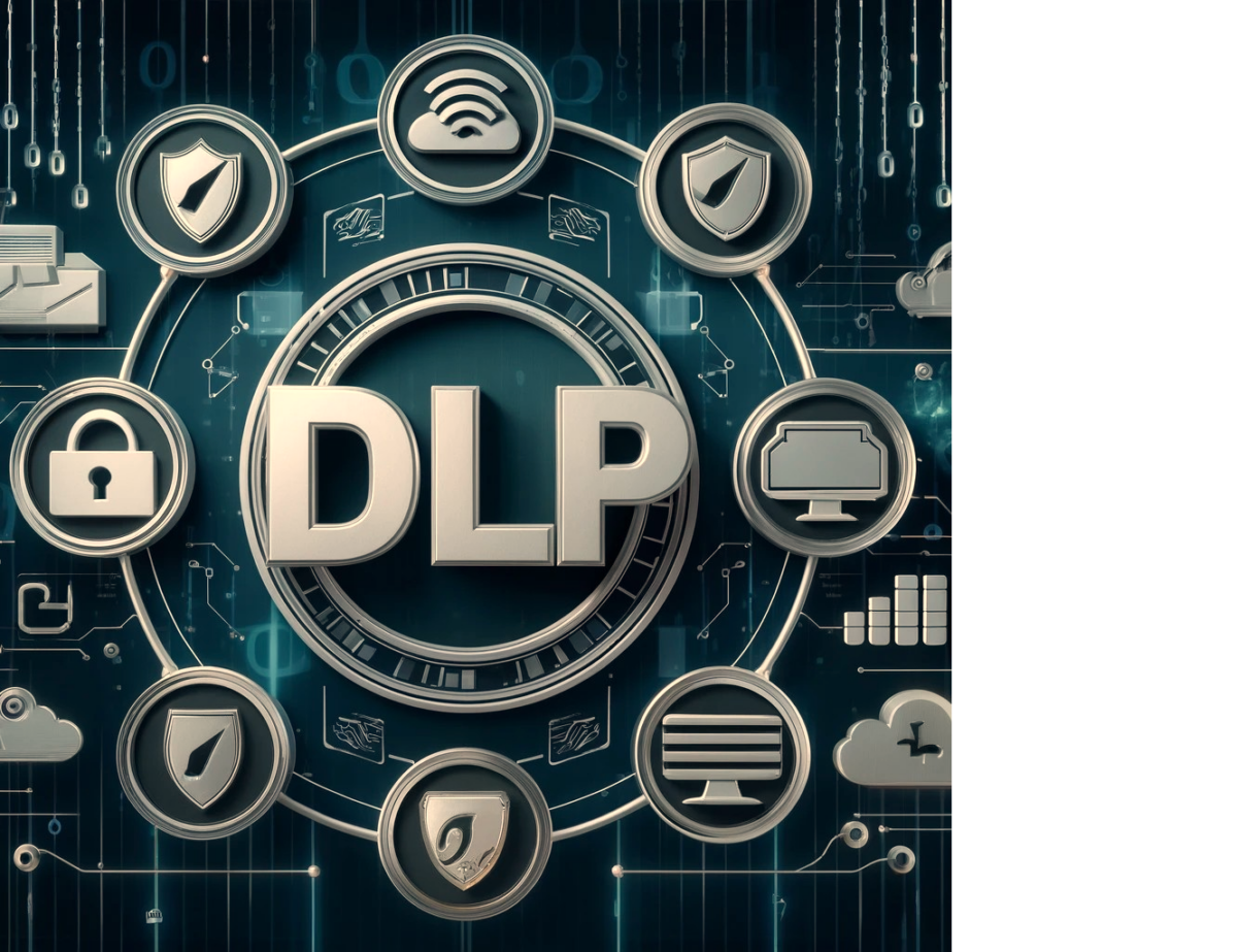 A flowchart illustrating the key steps in implementing a Data Loss Prevention (DLP) solution within an organization. T